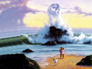  wave Oil Painting - kissing waves Fantasy